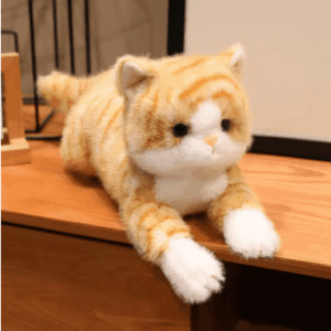 Peluche Chat Tigré Orange et Blanc
