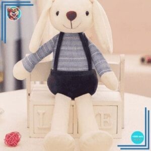 Peluche lapin tenue bleue