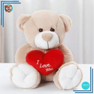 Peluche ours beige amour