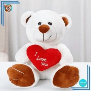Peluche ours blanc amour