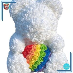 Peluche ours roses arc-en-ciel