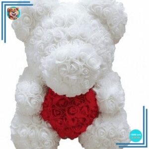 Peluche ours roses blanches
