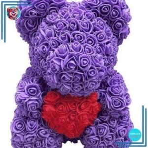 Peluche ours roses violettes