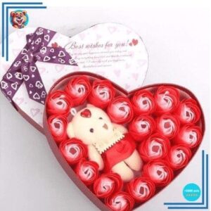 Peluche ours rouge coffret amour