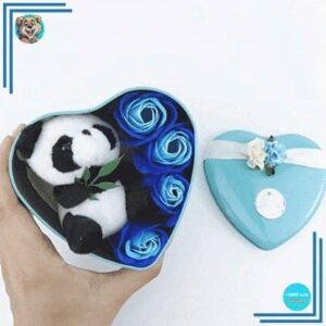 Peluche panda coffret bleu clair Saint Valentin