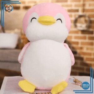 Peluche pingouin rose souriant