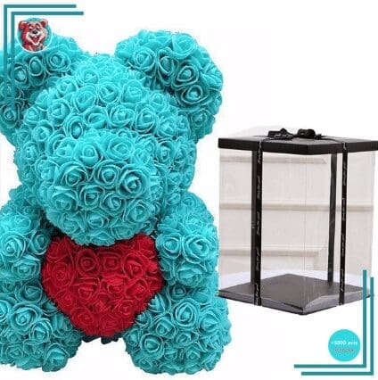 Peluche ours roses turquoises coffret collector